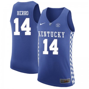 Mens Kentucky #14 Tyler Herro Blue Official Jersey 591900-656
