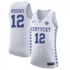 Men's University of Kentucky #12 Keion Brooks White Stitch Jerseys 444237-947