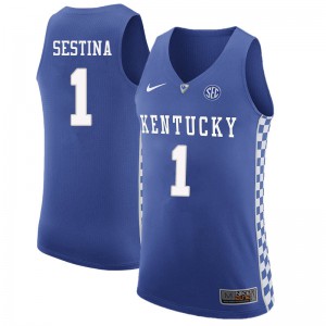 Men Kentucky Wildcats #1 Nate Sestina Blue Embroidery Jerseys 776716-181