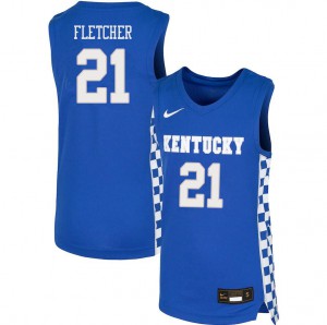 Men University of Kentucky #21 Cam'Ron Fletcher Blue Stitch Jerseys 518312-771