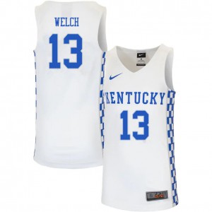 Men's Kentucky Wildcats #13 Riley Welch White Basketball Jerseys 934449-874