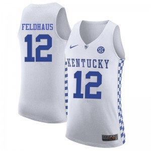 Mens Kentucky #12 Deron Feldhaus White Stitch Jerseys 939785-424