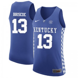 Men's University of Kentucky #13 Isaiah Briscoe Blue Embroidery Jersey 646853-558