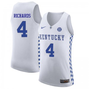 Men Kentucky #4 Nick Richards White College Jerseys 614302-848