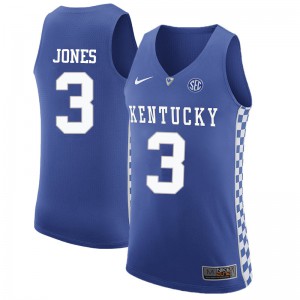 Men University of Kentucky #3 Terrence Jones Blue High School Jersey 127112-740