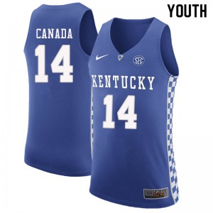 Youth Wildcats #14 Brennan Canada Blue Official Jersey 267701-134