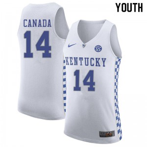 Youth University of Kentucky #14 Brennan Canada White Basketball Jersey 359826-512