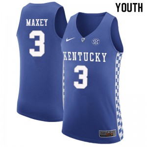 Youth Kentucky #3 Tyrese Maxey Blue Embroidery Jerseys 136109-523