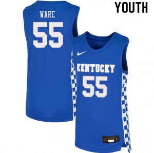 Youth Kentucky Wildcats #55 Lance Ware Blue Stitch Jersey 720116-163