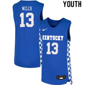 Youth Kentucky Wildcats #13 Riley Welch Blue Stitched Jerseys 125779-806